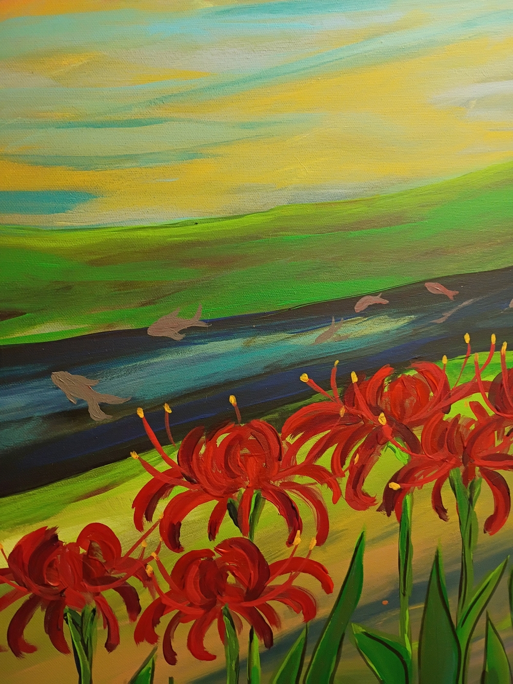 Red Spider Lily Original Painting by Rachael Potter
